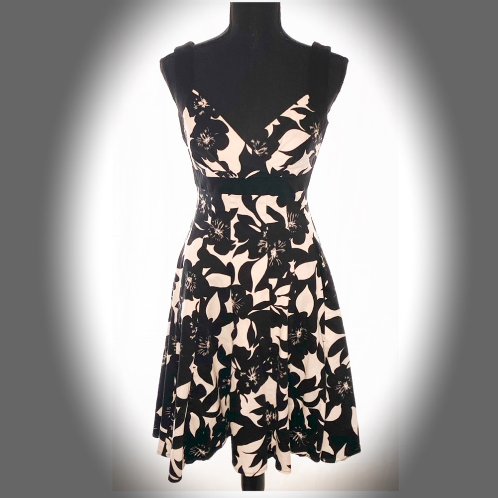 Elegant Black and White Floral Dress